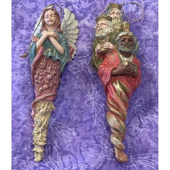 3 Wiseman Angel Christmas Tree Holiday Ornaments Ornament Resin Lot Of 2 - Picture 1 of 3